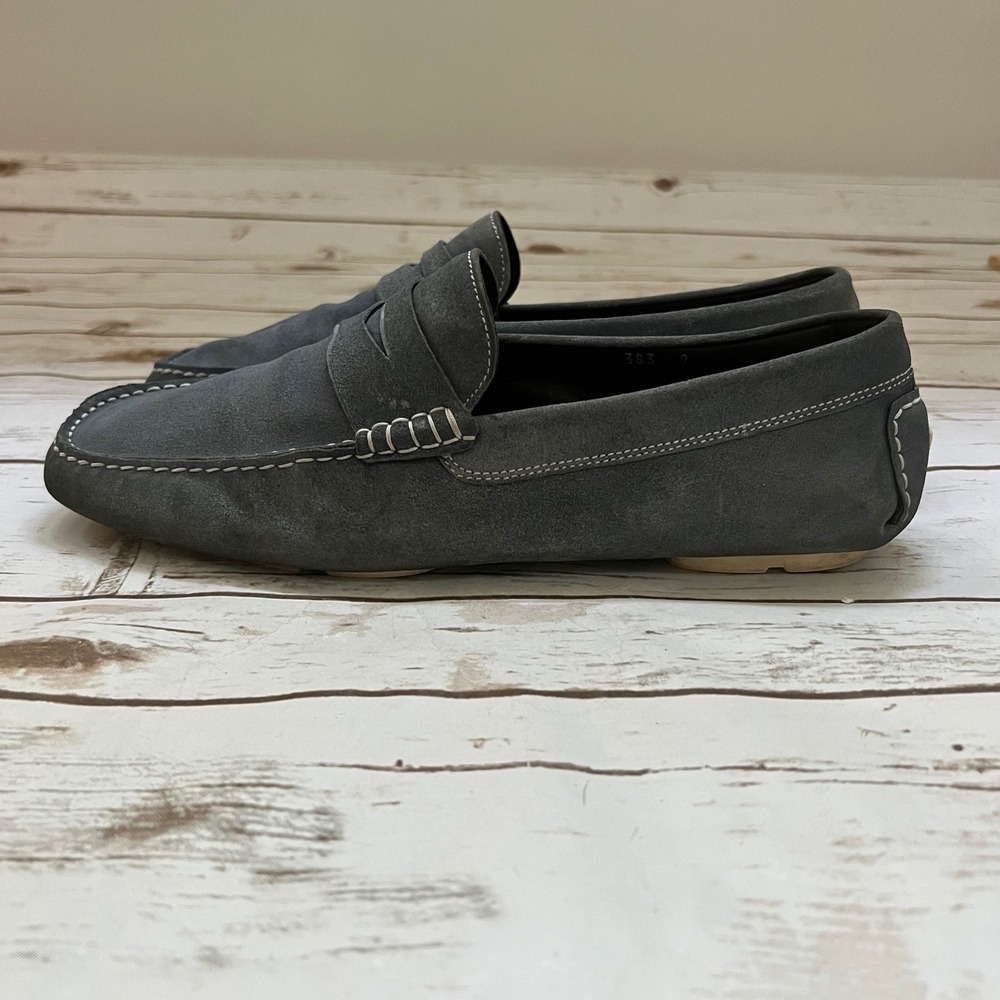 To Boot New York Driving Loafers Grey Suede Penny Slip On Made in Italy Size 9